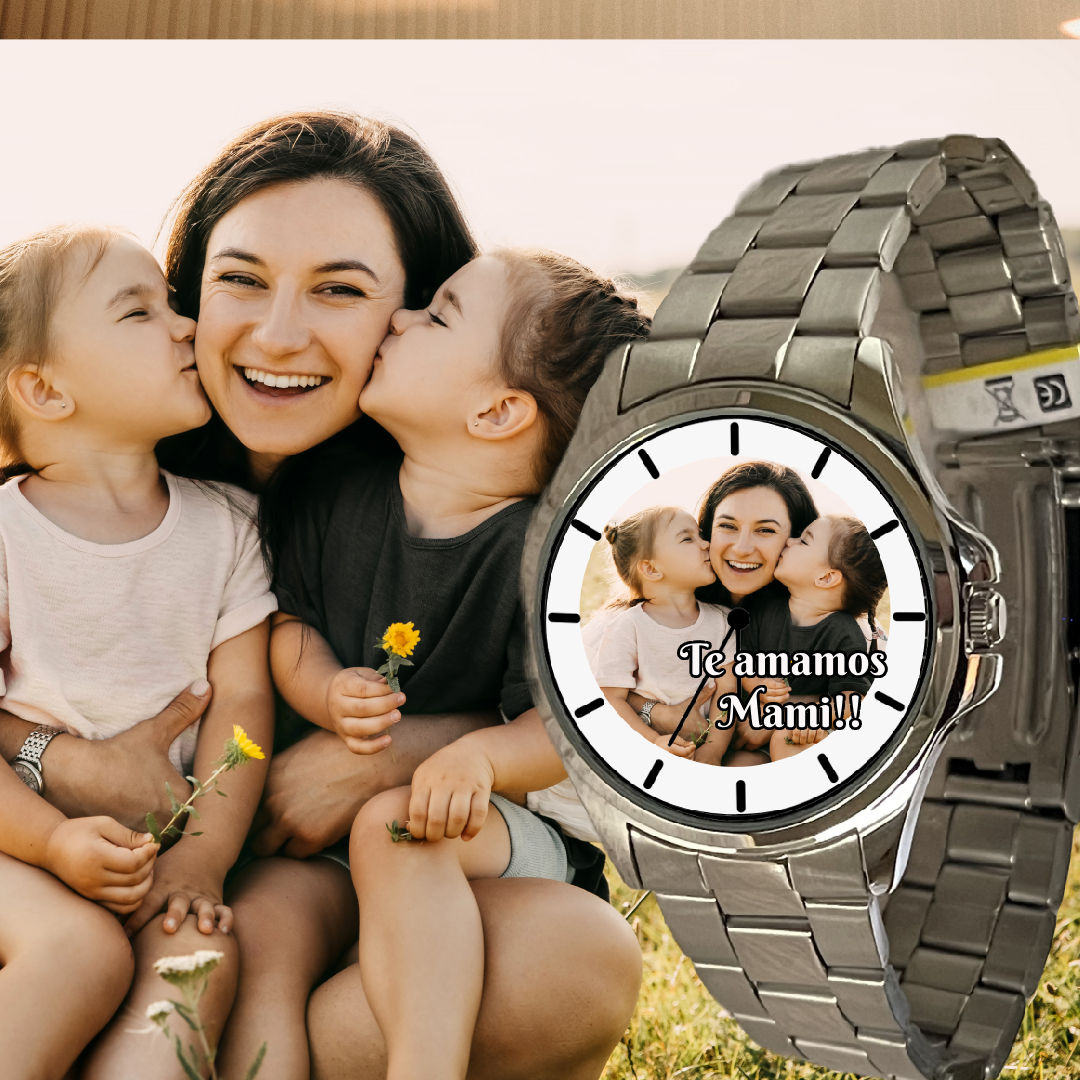 Reloj malla de cuero negro personalizado 01