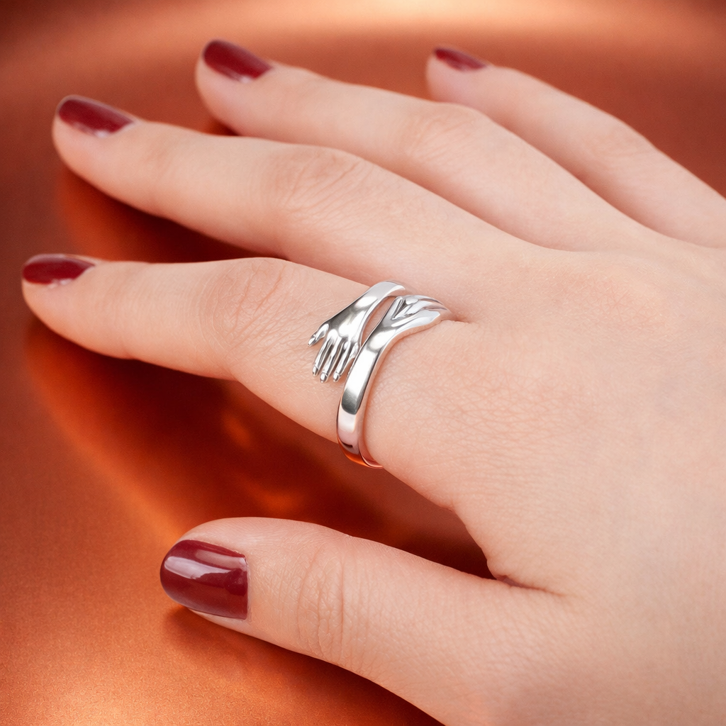 M15 Anillo de acero abrazo plateado