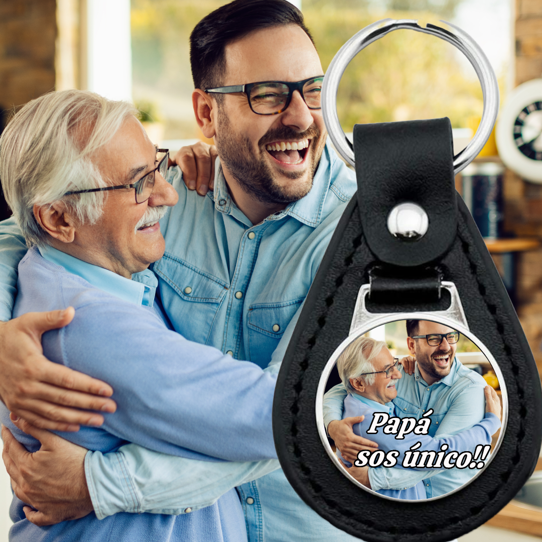 Llaveros personalizados para papá de cuero