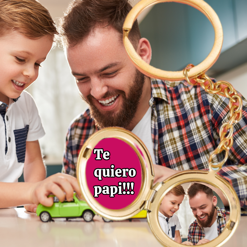 Llaveros personalizados para papá dorado