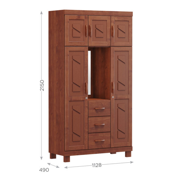 ROPERO 5 PUERTAS 3 CAJONES CON ESPEJO COBRE CAPELA 1261T FINESTRA IMBUIA