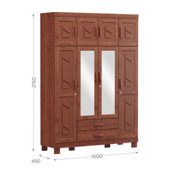 ROPERO 8 PUERTAS 2 CAJONES CON ESPEJO COBRE 1262T FINESTRA IMBUIA