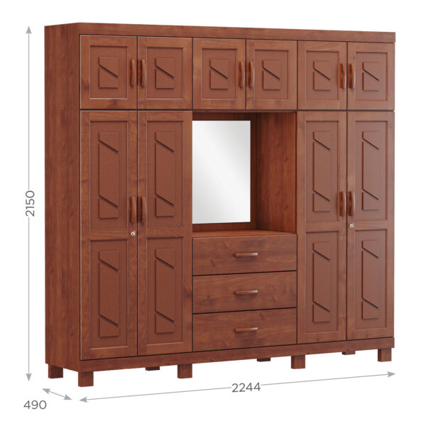 ROPERO 10 PUERTAS 3 CAJONES CON ESPEJO COBRE CAPELA 1263T FINESTRA IMBUIA