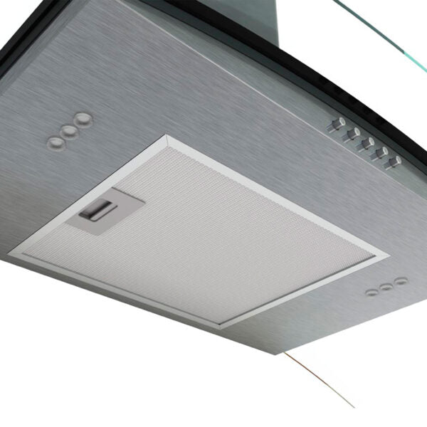 CAMPANA DE PARED KROMANOX VIDRIO CURVO 90CM MECANICO