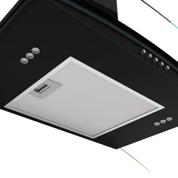 CAMPANA DE PARED 60 VIDRIO CURVO FOGATTI NEGRO