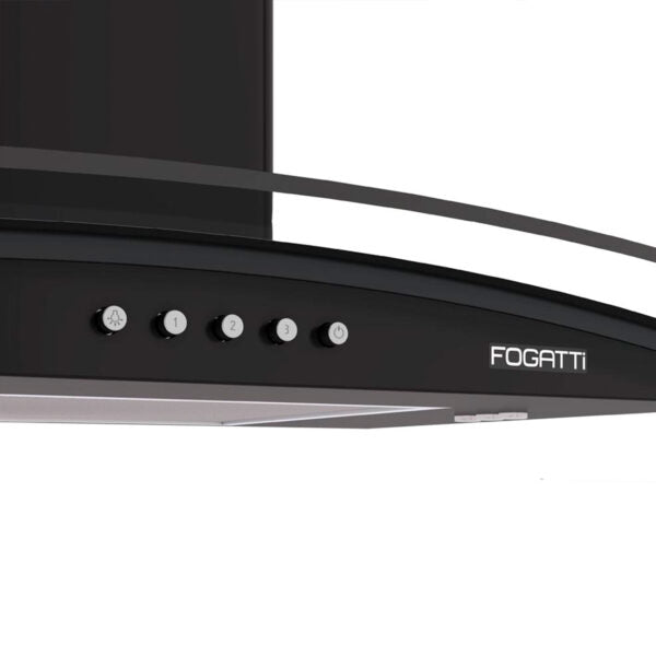 CAMPANA DE PARED 75 VIDRIO CURVO FOGATTI NEGRO