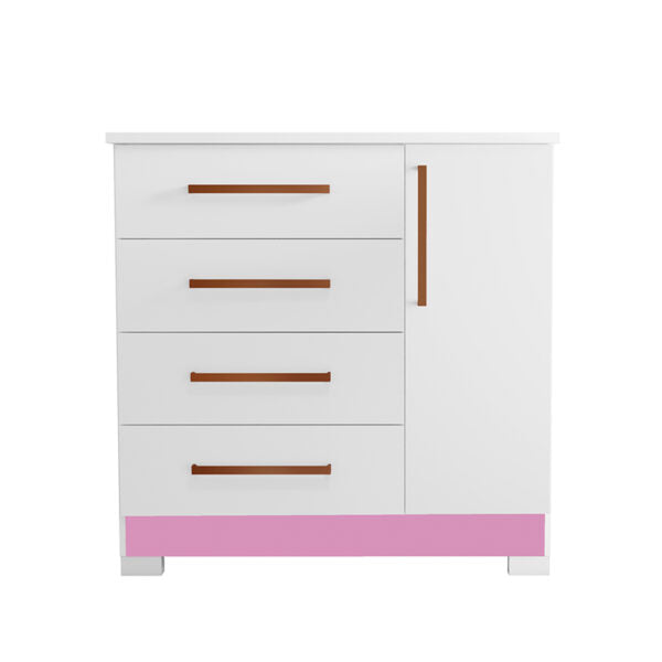 CÓMODA ZAPATERA 1 PUERTA 4 CAJONES NT5185 NOTAVEL BLANCO|BLANCO ROSA