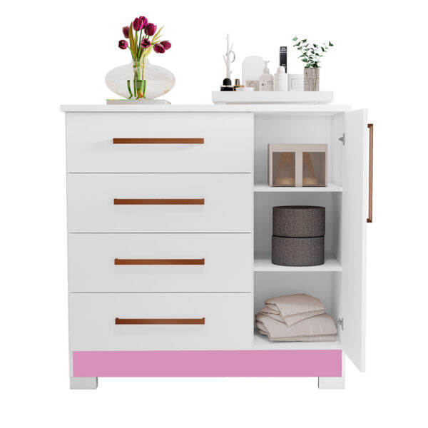 CÓMODA ZAPATERA 1 PUERTA 4 CAJONES NT5185 NOTAVEL BLANCO|BLANCO ROSA