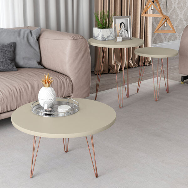 CONJUNTO MESAS ( CENTRO LATERAL Y APOYO ) EVOLUTION PATRIMAR OFF WHITE