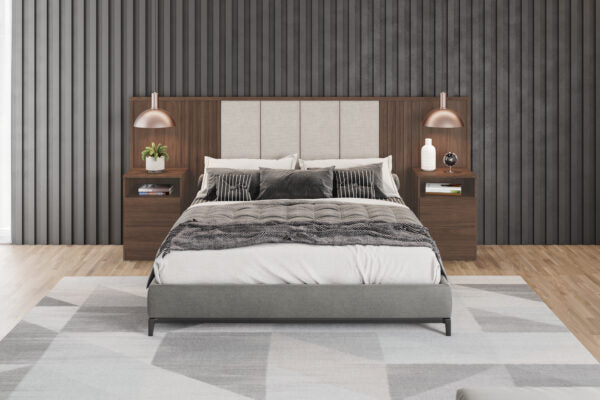 CABECERA MATRIMONIAL CON DOS MESITAS DE LUZ GRECIA D610 HENN JEQUITIBA|BRILLO LINHO