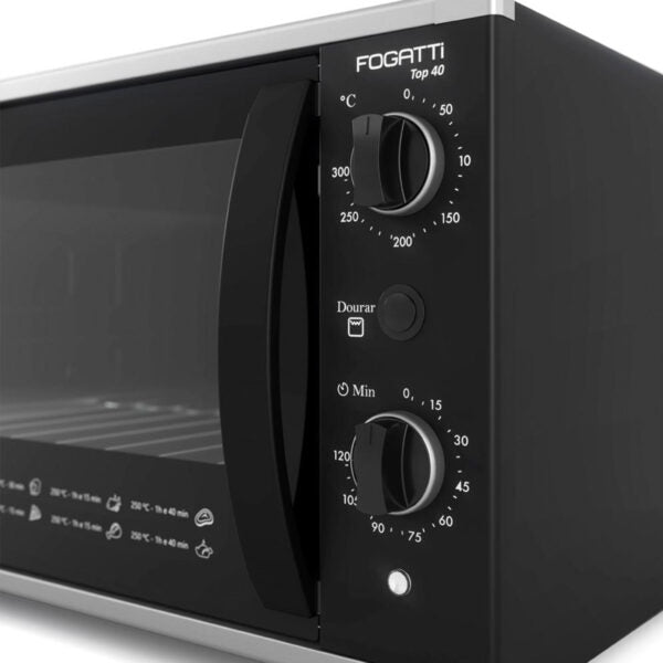 HORNO ELÃCTRICO TOP 40 LITROS FOGATTI NEGRO