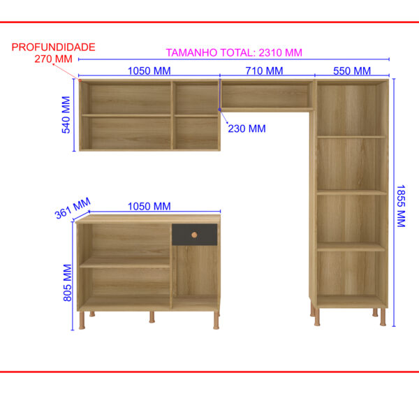 KIT COCINA 9 PUERTAS TURIN 6165.100 INDÃKES CASTAÑO|PLOMO