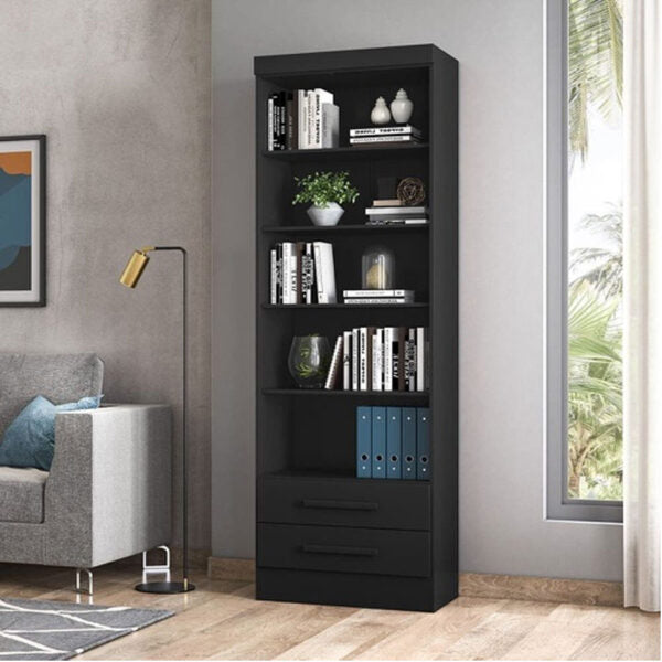 MULTIUSO LIBRERO 2 CAJONES 3420 QMOVI NEGRO