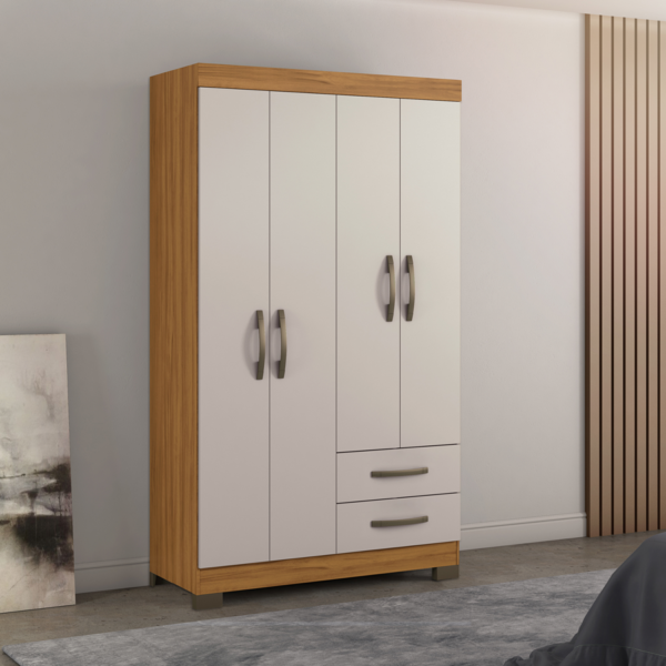 ROPERO 4 PUERTAS 2 CAJONES NT5005 NOTAVEL FREIJO TREND|OFF WHITE