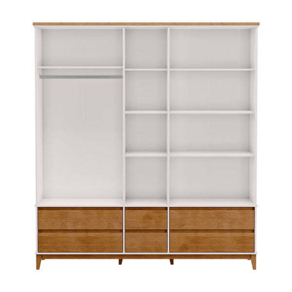 ROPERO 5 PUERTAS 6 CAJONES CON ESPEJO 2804BF FINESTRA OFF WHITE|FREIJO