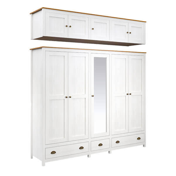 ROPERO 10 PUERTAS 3 CAJONES TOPAZIO 9139BV CON VALIJERO FINESTRA BLANCO|CARVALLO