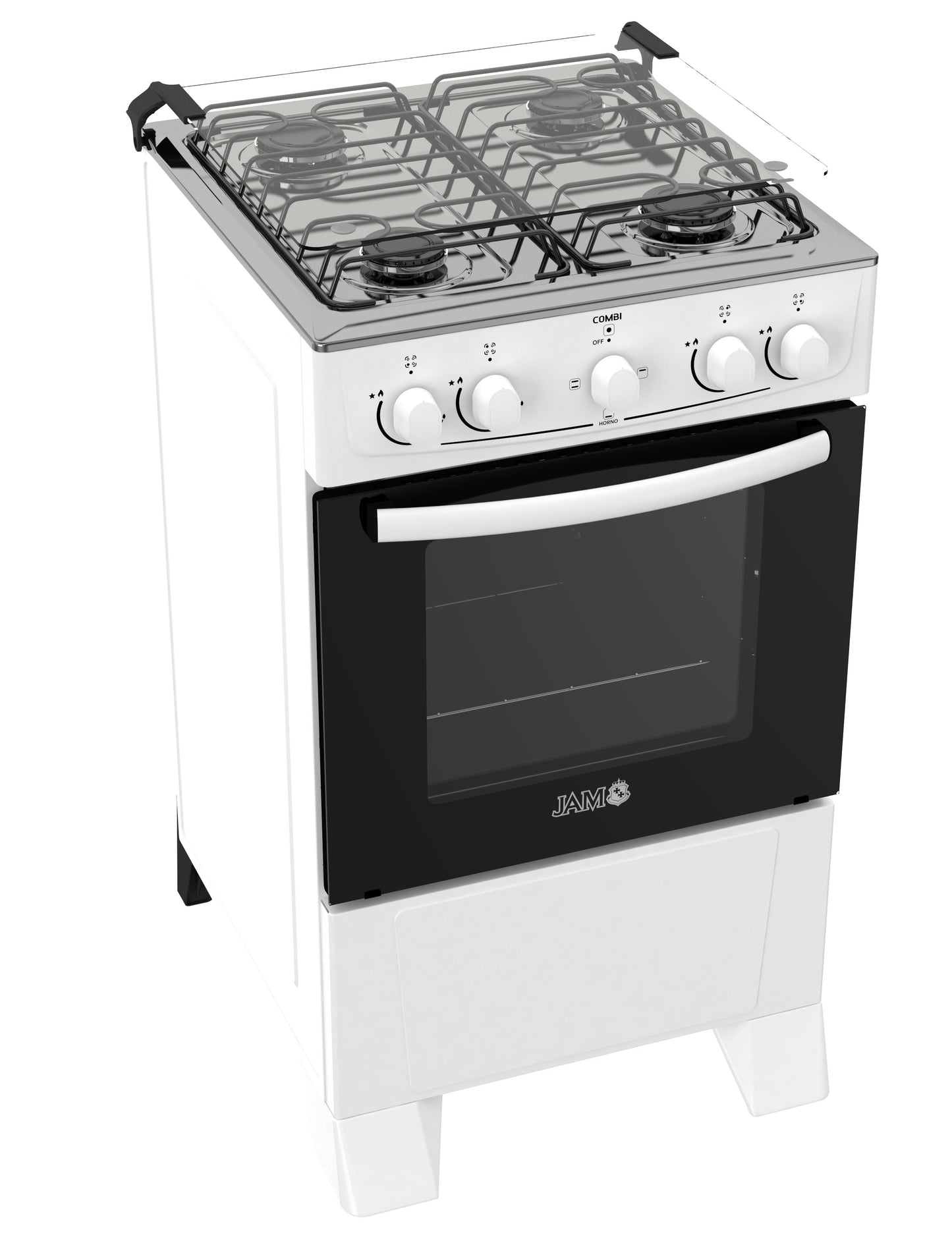 COCINA A GAS JAM COMBI 4H CON HORNO ELECTRICO BLANCO