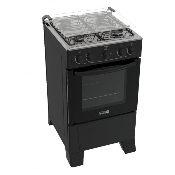 COCINA A GAS JAM COMBI 4H CON HORNO ELECTRICO NEGRO