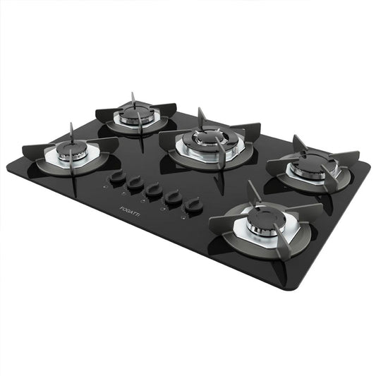 COOKTOP 5 HORNALLAS TRIPLE LLAMA SAFE FOGATTI NEGRO