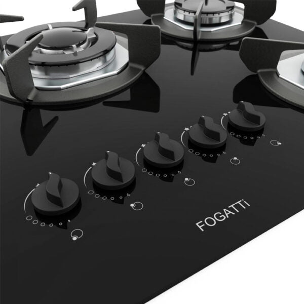 COOKTOP 5 HORNALLAS TRIPLE LLAMA SAFE FOGATTI NEGRO