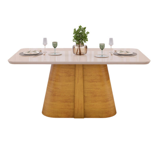 CONJUNTO COMEDOR 1800 CON VIDRIO RYZE 6 SILLAS SOFIA DJ CEDRO | OFF WHITE | VELUDO CREME