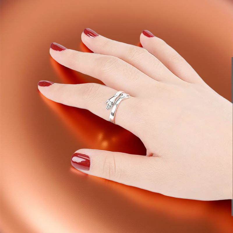 M15 Anillo de acero abrazo plateado