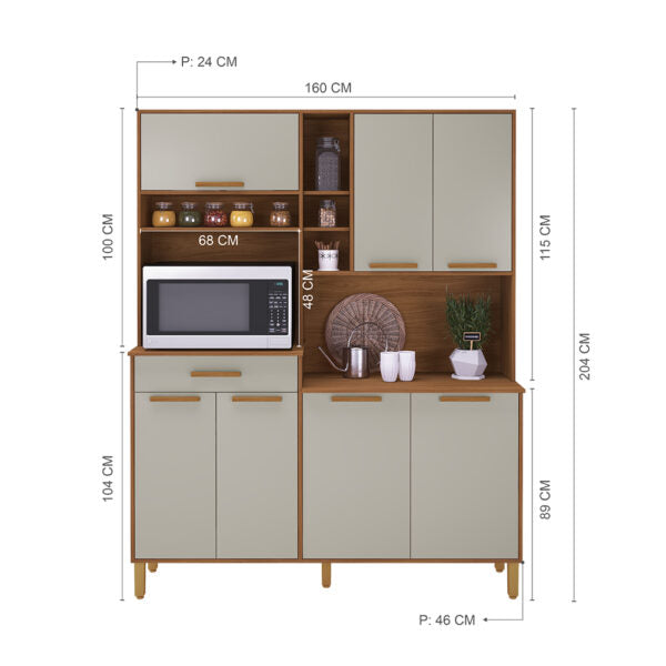 KIT COCINA 1600 7 PUERTAS 1 CAJON BRAGA INDÉKES FREIJO | OFF WHITE