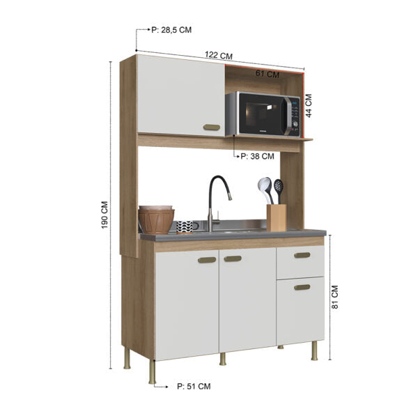 KIT COCINA 1220 4 PUERTAS 1 CAJON VENETO 6181.1 INDÉKES CASTANI | OFF WHITE