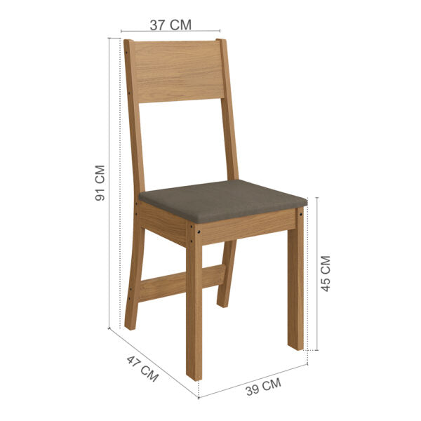 CONJUNTO COMEDOR 1500 6 SILLAS ATLANTA INDÉKES FREIJO | OFF WHITE | TELA CACAO