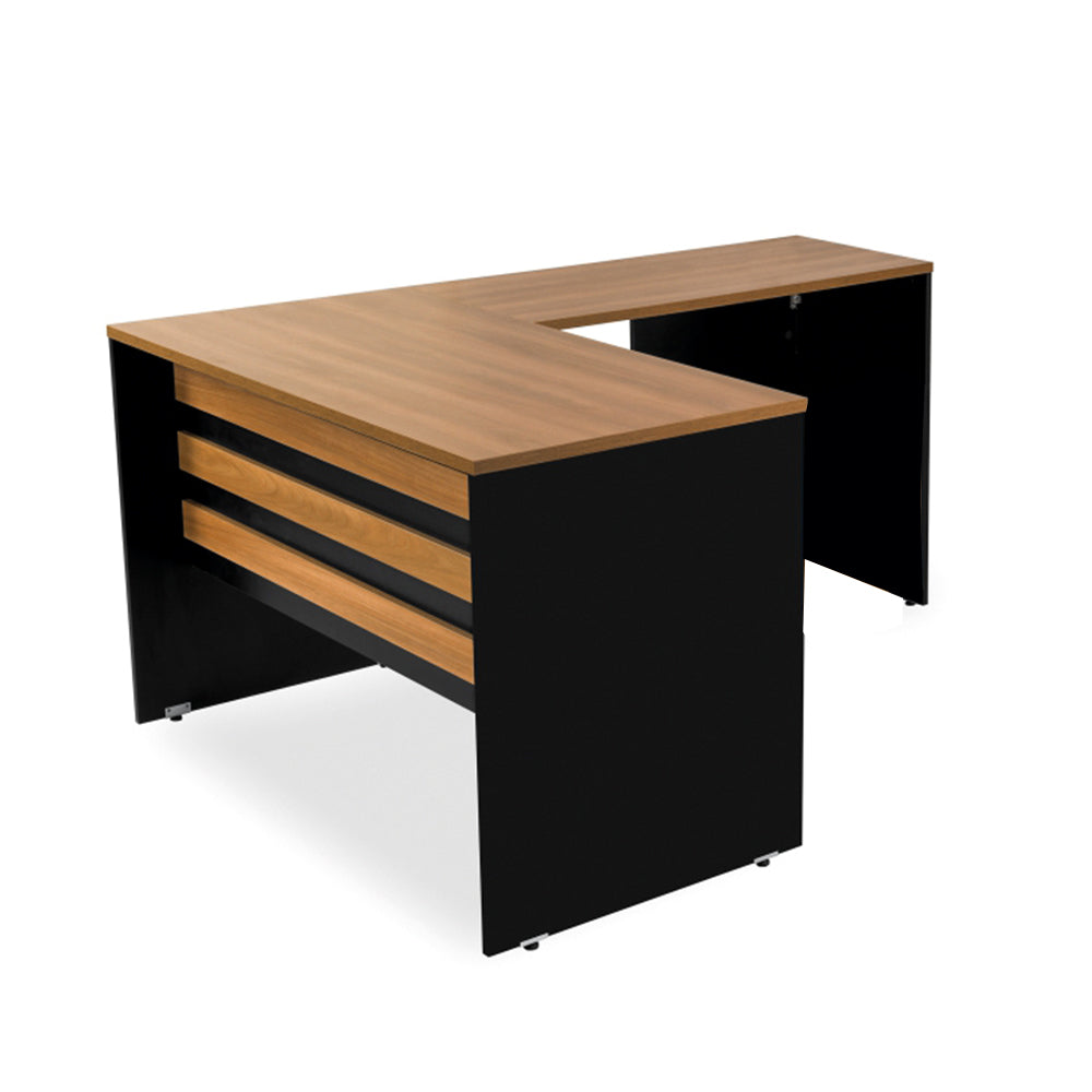 CONJUNTO DE MESA 137X161 START PERFECT 50.5 22MM LADO DERECHO GIOBEL NOGAL | NEGRO