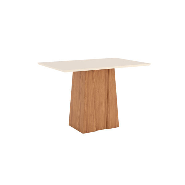 CONJUNTO COMEDOR 1200 ORUS 4 SILLAS BELLA HENN NATURE | OFF WHITE | TAPIZADO MARRON EXPRESSO