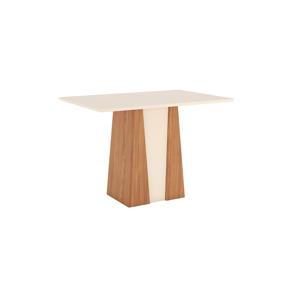 CONJUNTO COMEDOR 1200 ORUS 4 SILLAS BELLA HENN NATURE | OFF WHITE | TAPIZADO MARRON EXPRESSO