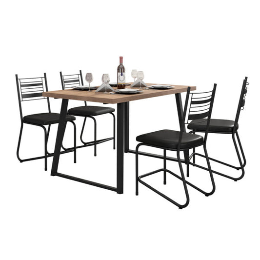 CONJUNTO COMEDOR 1360 ATLANTA 4 SILLAS KIEV FABONE NEGRO | MADERA | NEGRO