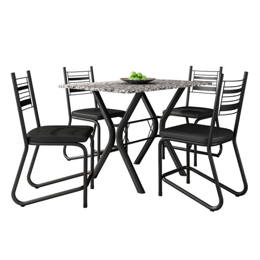 CONJUNTO COMEDOR 1100 MIAMI 4 SILLAS KIEV FABONE NEGRO | GRANITO