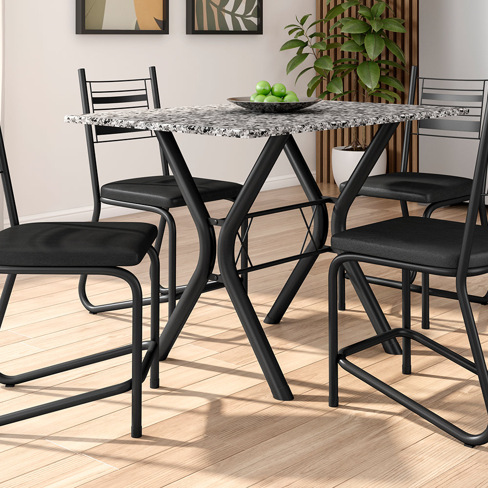 CONJUNTO COMEDOR 1100 MIAMI 4 SILLAS KIEV FABONE NEGRO | GRANITO