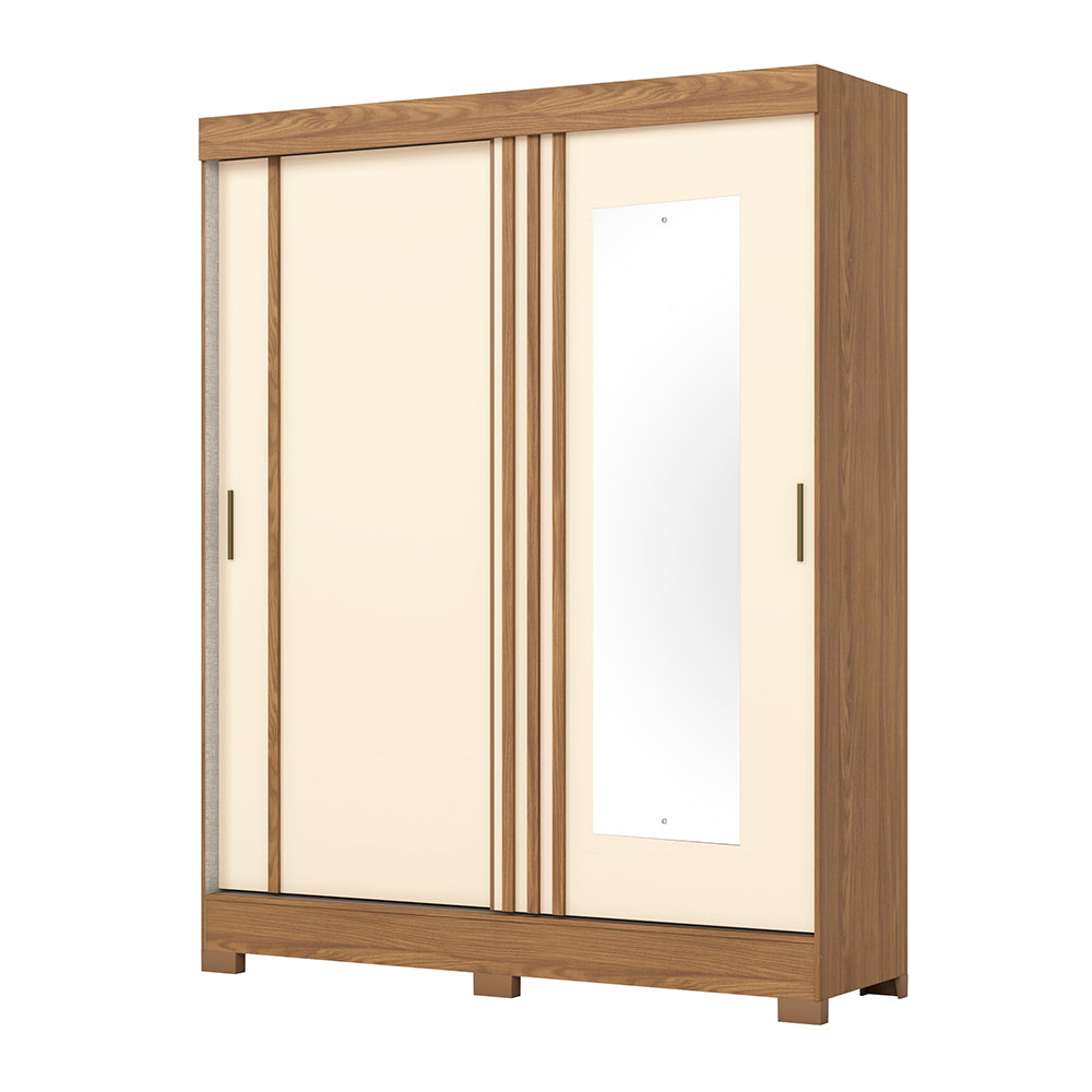 ROPERO 2 PUERTAS CORREDIZAS CON ESPEJO BE370 BRIZ NATURE | OFF WHITE | NEGRO