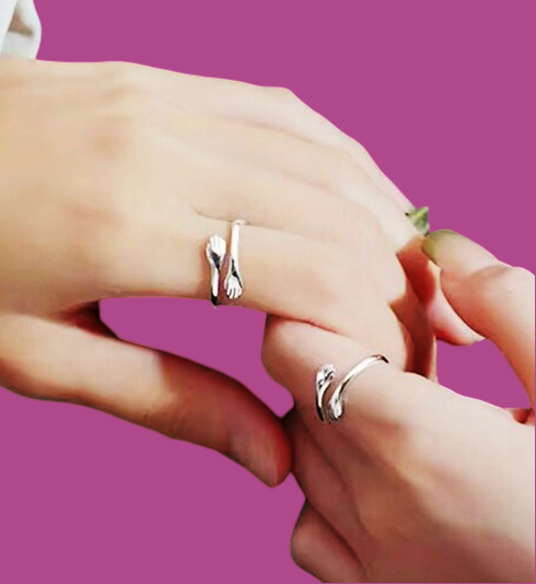 M15 Anillo de acero abrazo plateado
