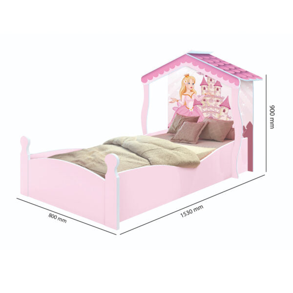 CAMA SOLTERO CASITA PRINCESITA J&A ROSA