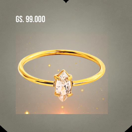 M22 Anillo de compromiso de acero dorado con  piedra con corte marquesa