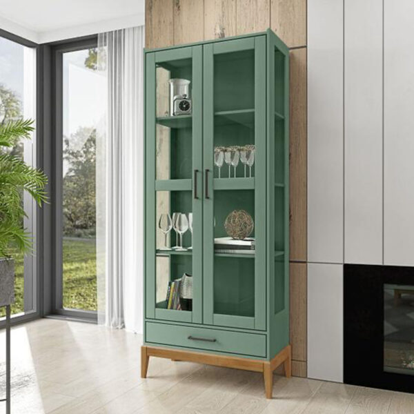 CRISTALERA VITRINA 2 PUERTAS 1 CAJÓN 2915 FINESTRA VERDE|FREIJO