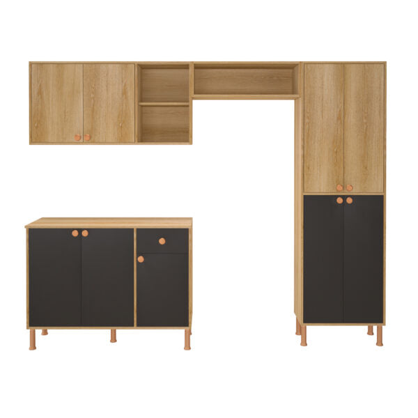 KIT COCINA 9 PUERTAS TURIN 6165.100 INDÃKES CASTAÑO|PLOMO