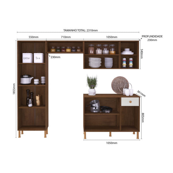 KIT COCINA 9 PUERTAS TURIN 6165.100 INDÃKES NOCE|OFF WHITE