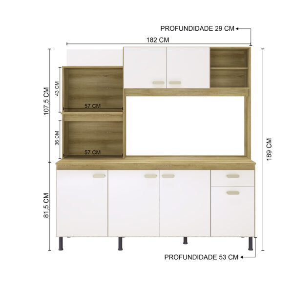 KIT COCINA 5 PUERTAS SEVILHA 182 INDÃKES CASTANI|OFF WHITE