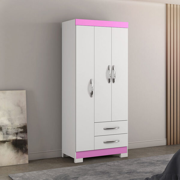 ROPERO 3 PUERTAS 2 CAJONES NT5000 NOTAVEL BLANCO| ROSA FLEX