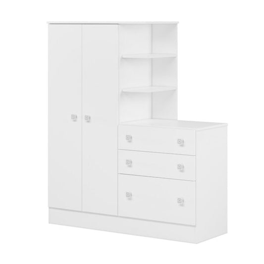 ROPERO CON CÓMODA 2 PUERTAS 3 CAJONES 4070 QMOVI BLANCO