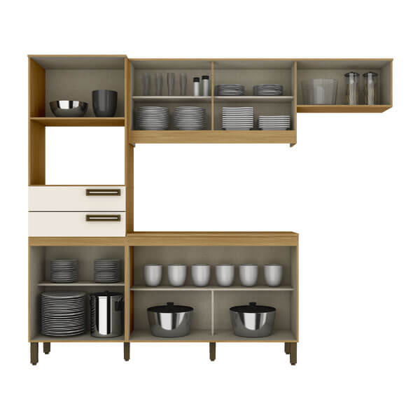 KIT COCINA 7 PUERTAS 2 CAJONES B107 BRIZ NATURE|OFF WHITE