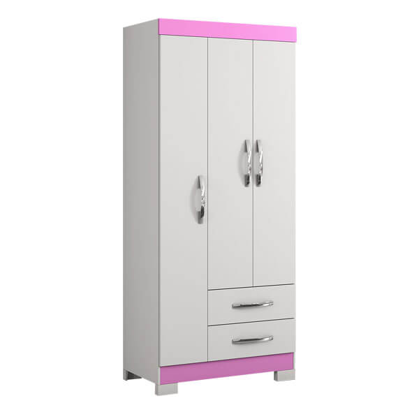 ROPERO 3 PUERTAS 2 CAJONES NT5000 NOTAVEL BLANCO| ROSA FLEX